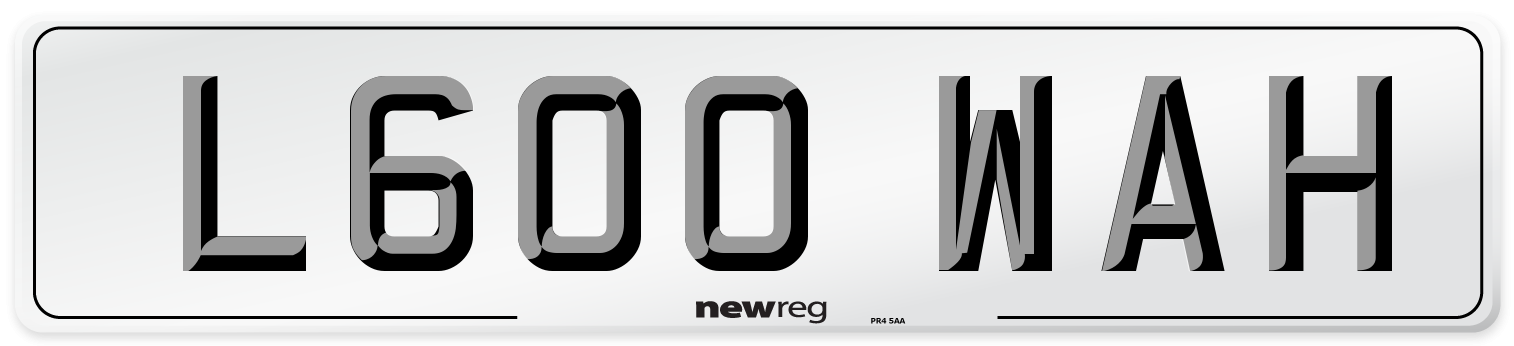 L600 WAH Number Plate from New Reg